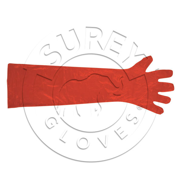 Polyethylen-Handschuh mit Unterarm 88cm rot